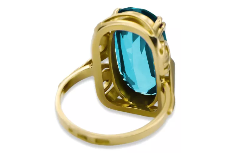 Aquamarin 14 Karat Gelbgold Ring Vintage Schmuck vrc038y
